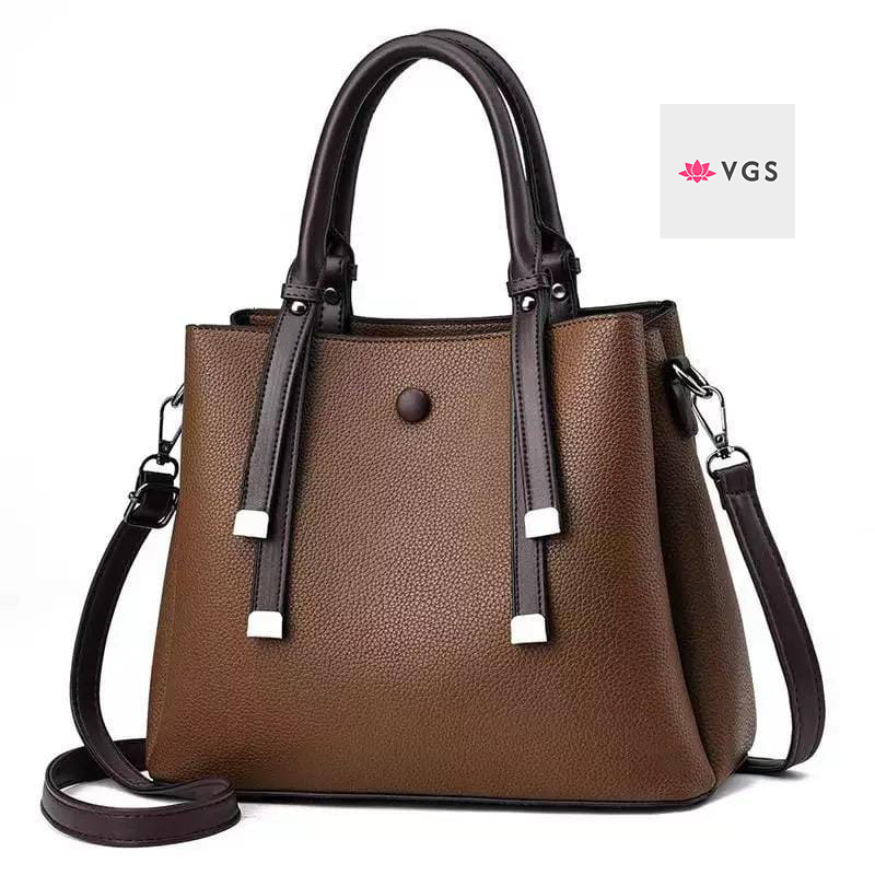 Two-Tone Structured Tote with Contrast Trim VGS-0F0F03