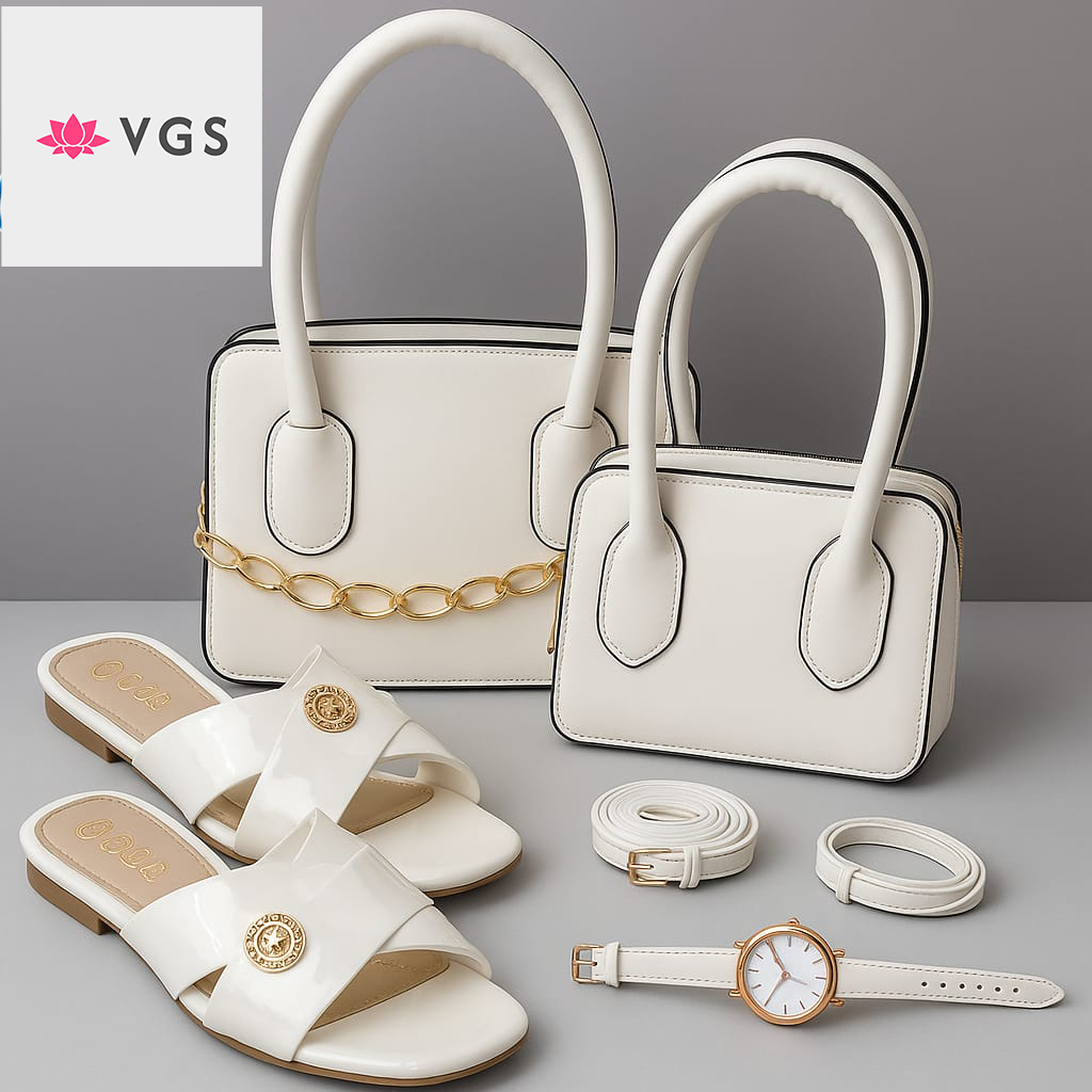 4 Piece Structured Mini Top Handle Bag Set with matching slides and watch VGS-0H0D09