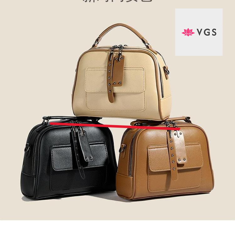 Structured Doctor Bag with Studded Leather Strap and Top Handle VGS-0H0D19