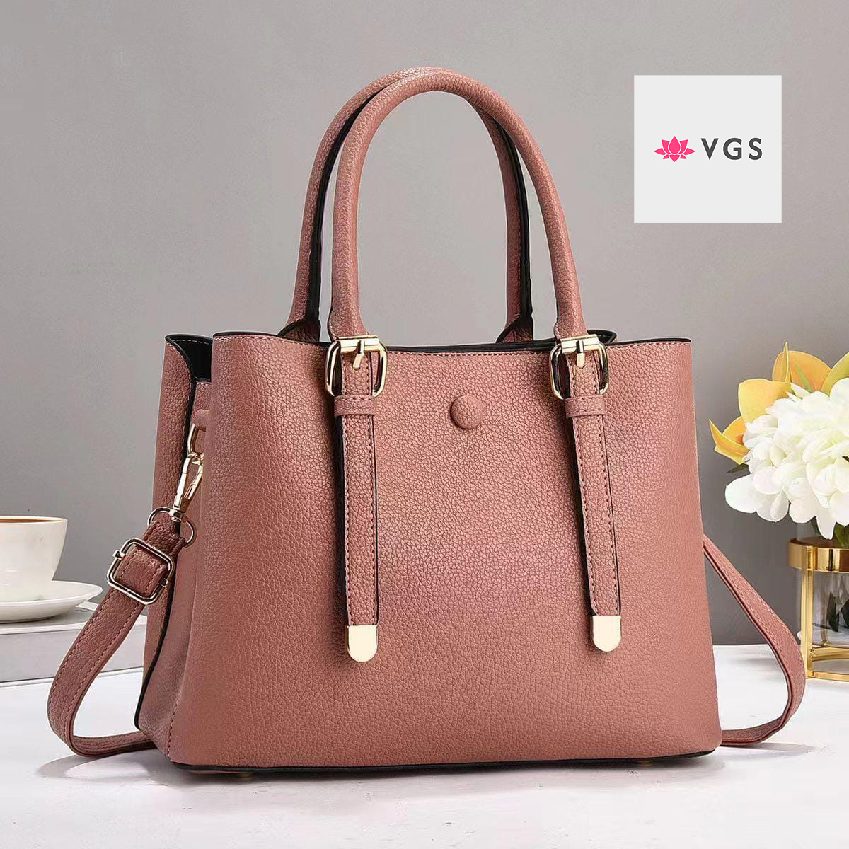 Contemporary Tote with Gold Hardware VGS-0F0F02