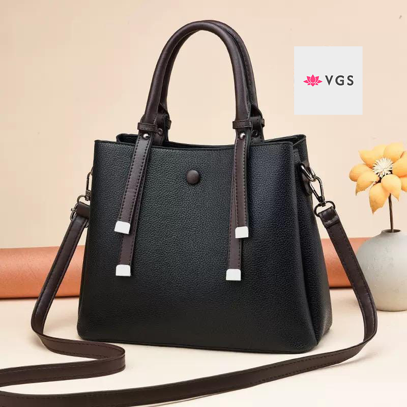 Two-Tone Structured Tote with Contrast Trim VGS-0F0F03