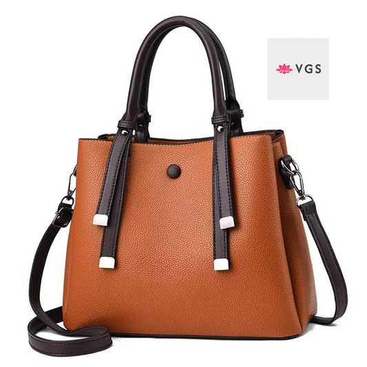 Two-Tone Structured Tote with Contrast Trim VGS-0F0F03