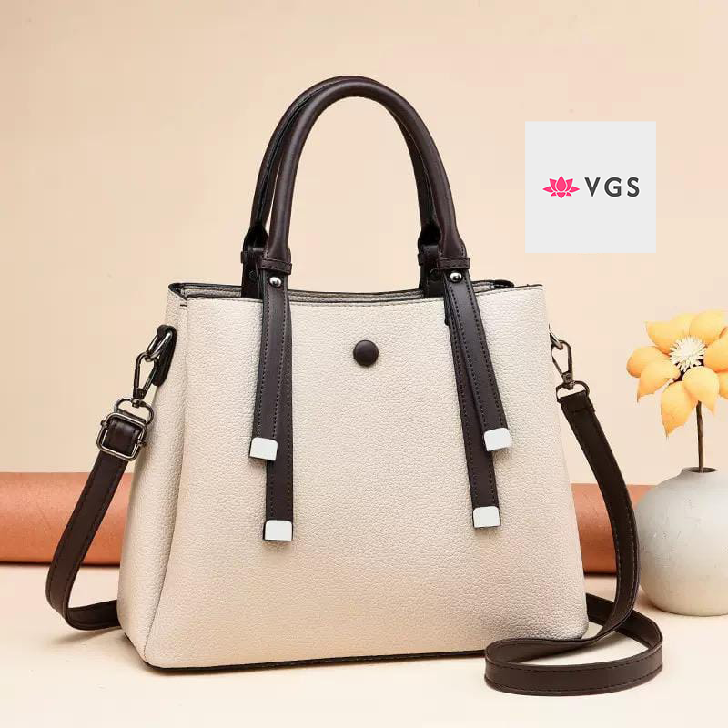Two-Tone Structured Tote with Contrast Trim VGS-0F0F03