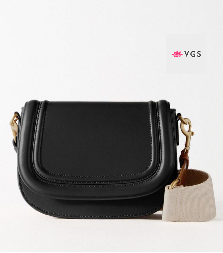 Classic Saddle Crossbody Bag with Gold Hardware VGS-0F0F05