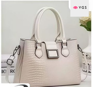 Crocodile Embossed Structured Handbag with Decorative Front Plaque VGS-0H0D04