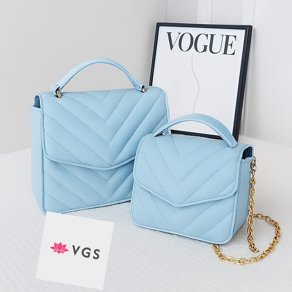 2-Piece Quilted Chevron Handbag Set VGS-0H0D05