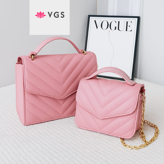 2-Piece Quilted Chevron Handbag Set VGS-0H0D05