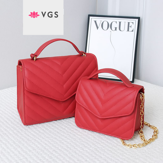 2-Piece Quilted Chevron Handbag Set VGS-0H0D05