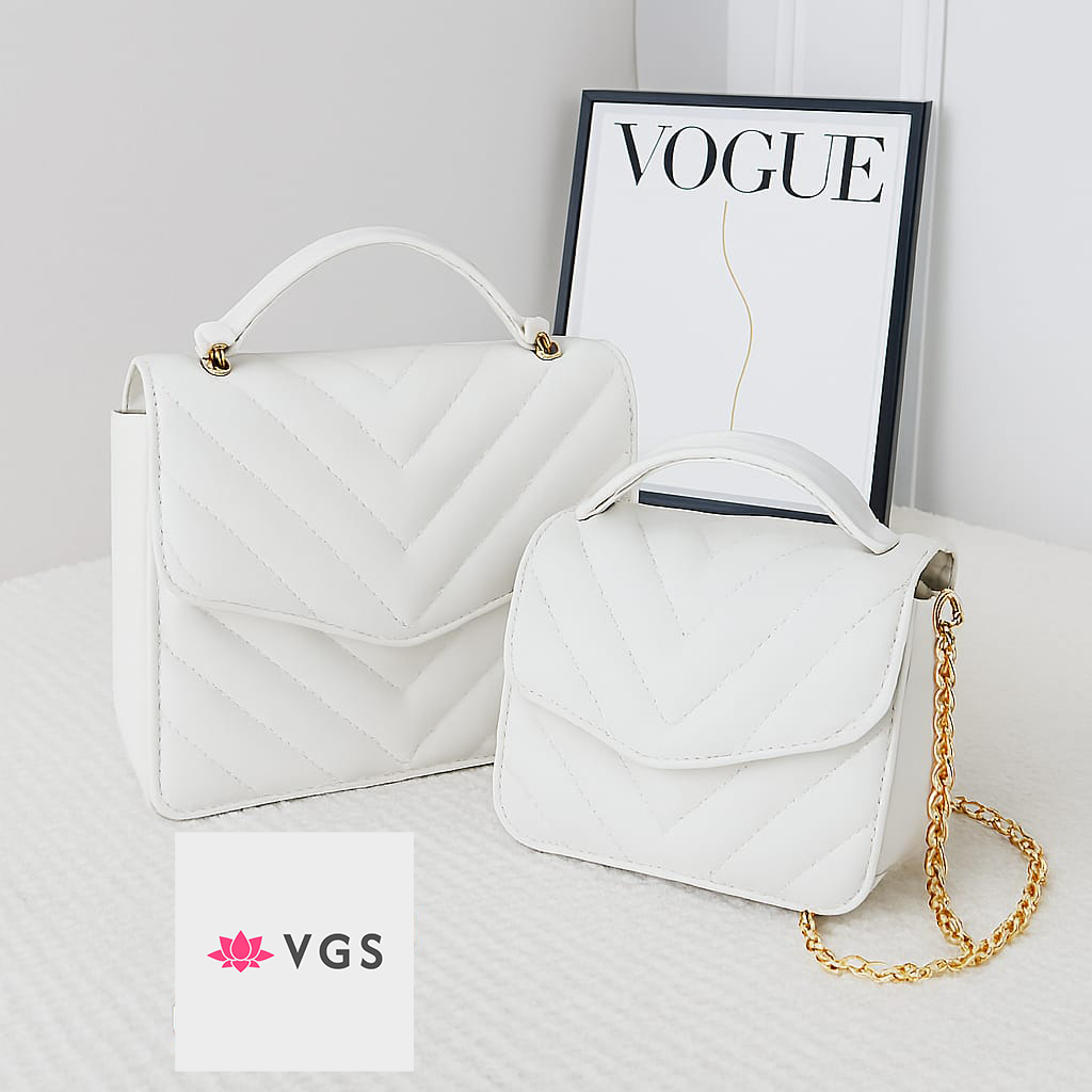 2-Piece Quilted Chevron Handbag Set VGS-0H0D05