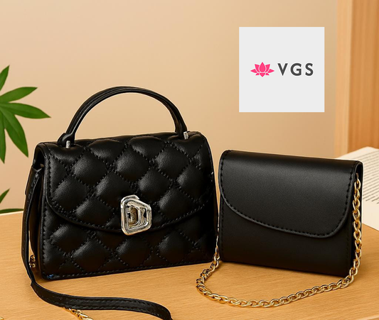 2-Piece Quilted Mini Handbag Set with Chain Crossbody Bag VGS-0H0D06