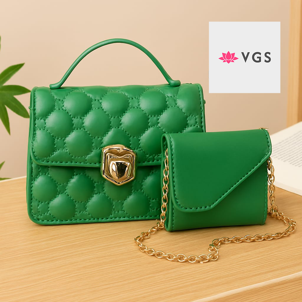 2-Piece Quilted Mini Handbag Set with Chain Crossbody Bag VGS-0H0D06