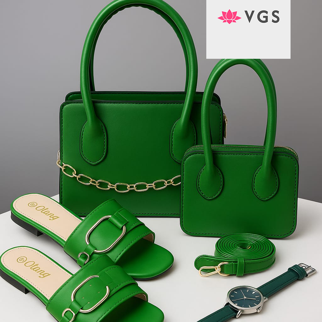 4 Piece Structured Mini Top Handle Bag Set with matching slides and watch VGS-0H0D09