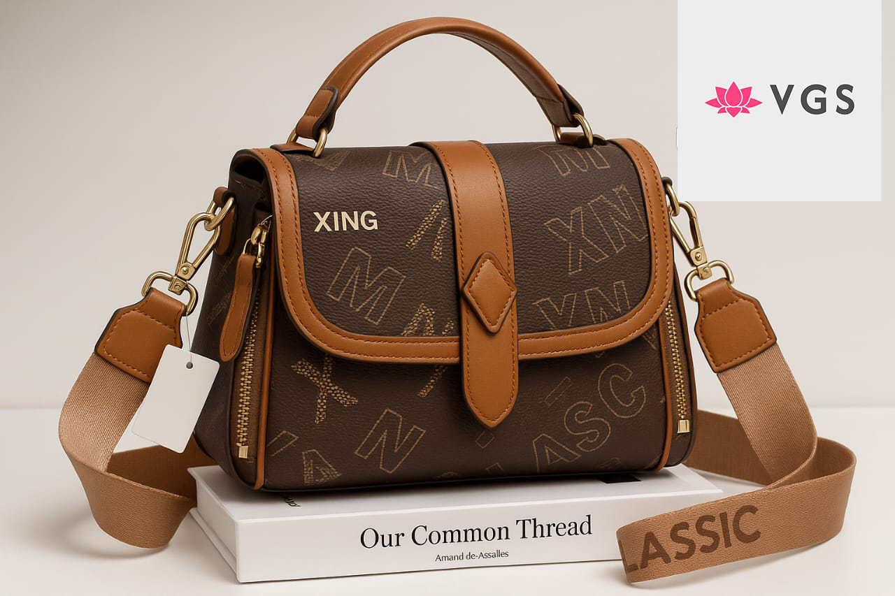 Monogram Print Crossbody Satchel Bag with Top Handle and Adjustable Strap VGS-0H0D10