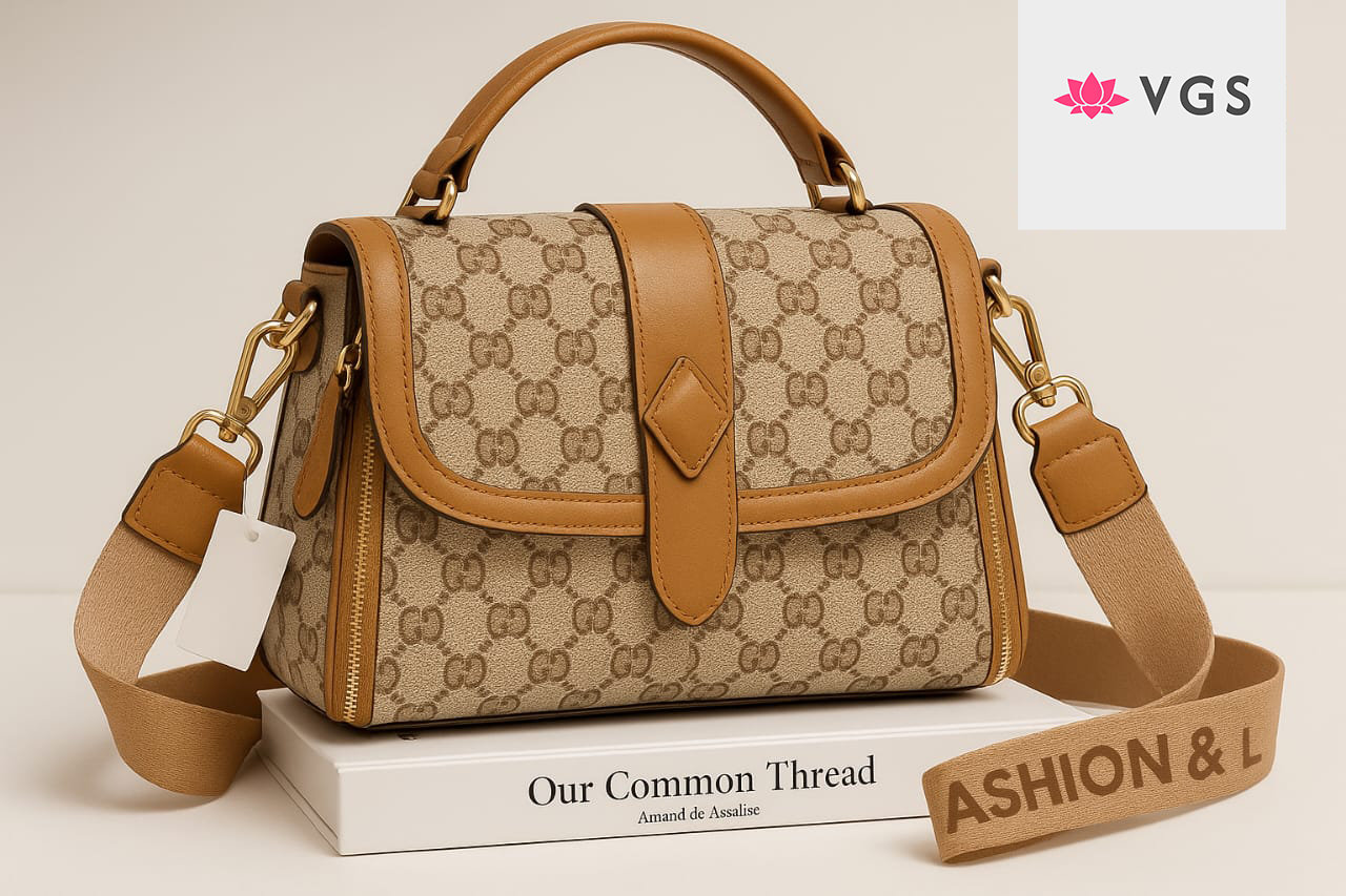 Monogram Print Crossbody Satchel Bag with Top Handle and Adjustable Strap VGS-0H0D10