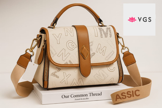 Monogram Print Crossbody Satchel Bag with Top Handle and Adjustable Strap VGS-0H0D10