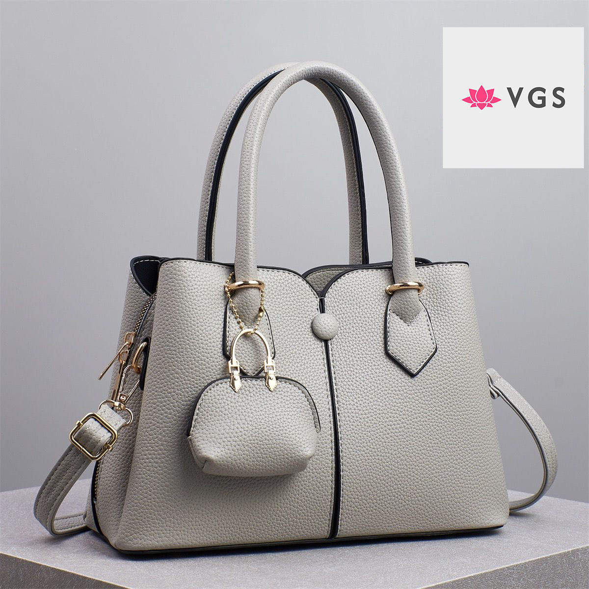 Elegant Structured Tote Bag with Mini Purse Charm VGS-0H0D20