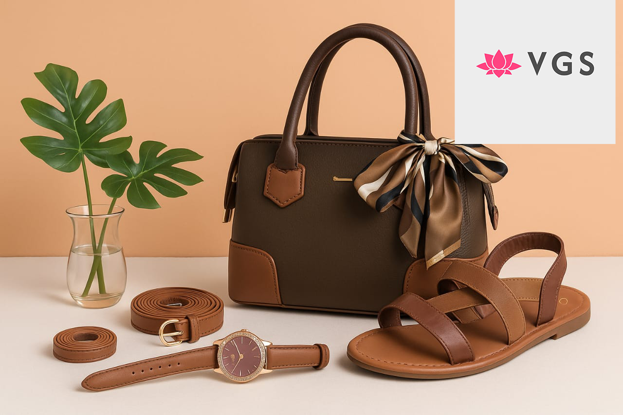 Two-Tone Handbag & Strappy Sandals Complete Matching Set with Accessories