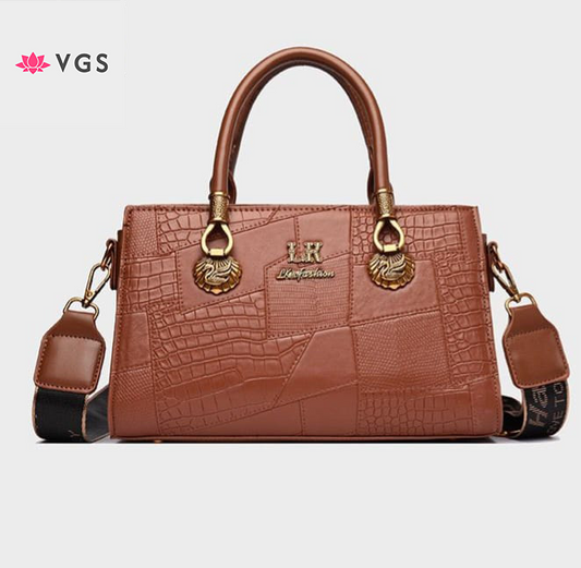 Premium Textured Tote Bag with Gold Hardware VGS-0M0F02