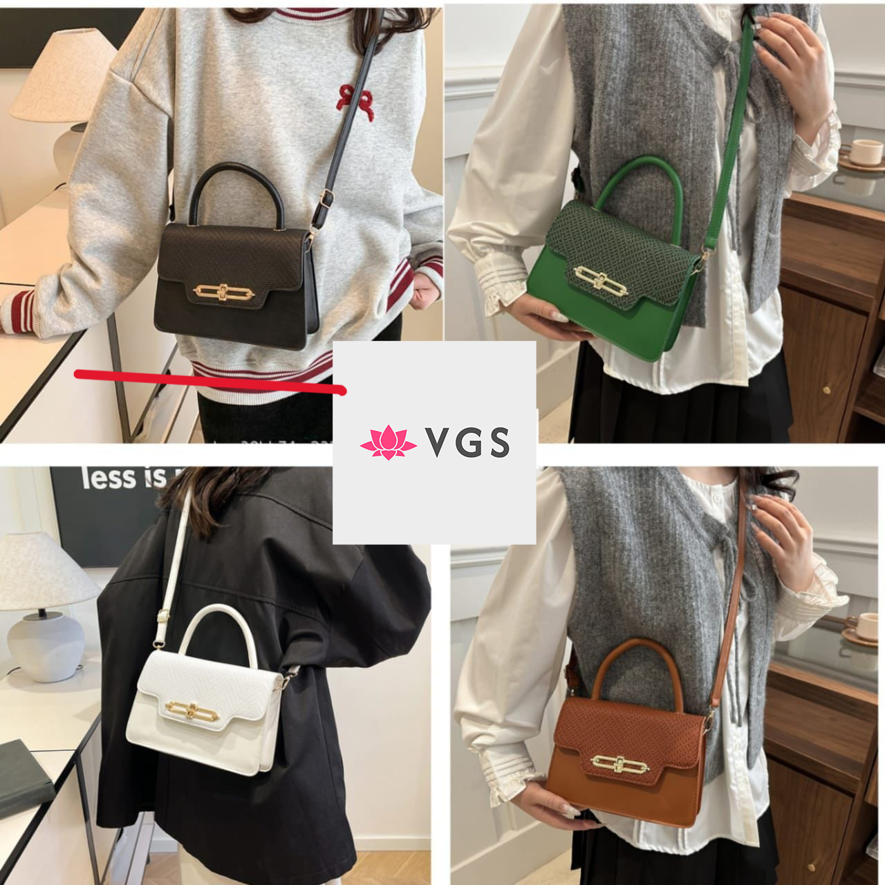 Compact Structured Crossbody Bag with Gold Hardware  VGS-0H0D15